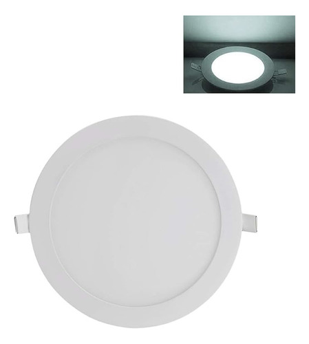 Plafón Panel Led 18w Embutir Redondo Luz Frio Cal Ext 220v