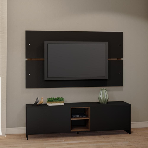 Rack Painel Tv Home Theater 65 Polegadas Sala Preto Marrom