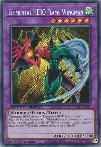 Elemental Hero Flame Wingman Secret Raro Yugioh Speed Duel