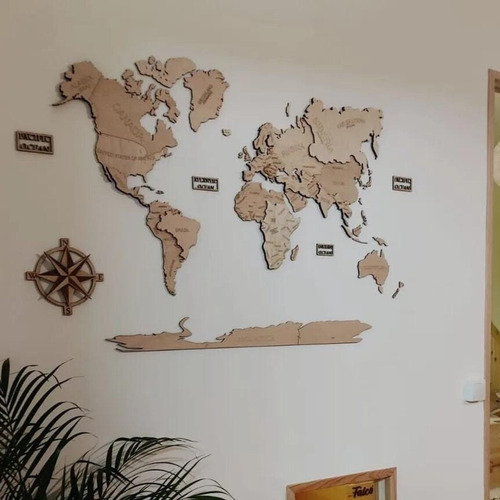 Mapa Mundi De Pared En Madera