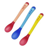 2 Colheres Bebê Silicone Sensível Temperatura Papinha 