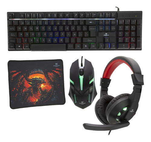 Kit 4 En 1 Gaming Teclado, Mouse, Audifonos Gamer Justone