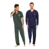 Kit 2 Conjunto De Dormir Homem  Blusa Calça/ Camisa  Calça