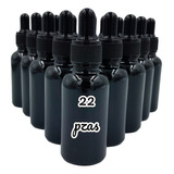 20 Goteros Vidrio 30ml Envase Negro, Tapa Rayada/bulbo Negro