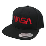 Gorra Flexfit Nasa Worm Con Bordado De Texto En Rojo (talla 