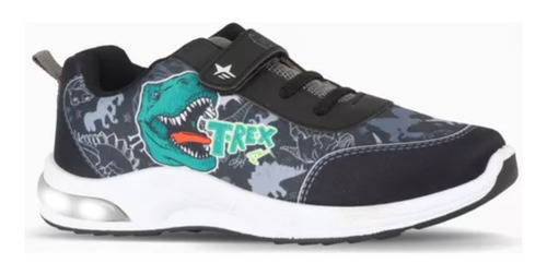 Zapatillas Footy Dinosaurio Negra Con Luces Al Pisar