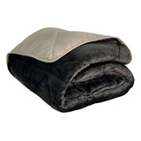 Acolchado Plumon King Aterciopelado Velvet Negro Gris