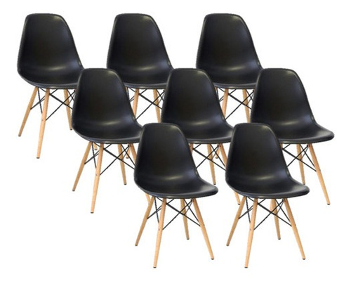 Cadeira De Jantar Henn Decorshop Charles Eames Dkr Eiffel, Estrutura De Cor  Preto, 8 Unidades