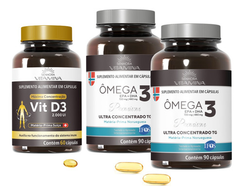 Ômega 3 Tg Ultra Concentrado Noruega + Vitamina D3 2.000 Ui 