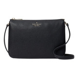 Bolsa Kate Spade Leila Triple Gusset Crossbody Original Acabado De Los Herrajes Dorado Color Negro Color De La Correa De Hombro Negro