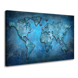 Quadro Decorativo Mapa Mundi Em Tela Canvas Grande 90x60cm Cor Borda Infinita Cor Da Armação Borda Infinita