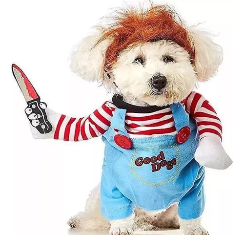 Disfraz Chucky Para Perro Halloween Raza Pequeña Xs Y S