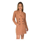 Sobretudo Feminino Casaco Tricô Moda Inverno Elegante Social