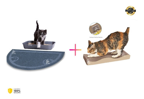Tapete Gato Arenera Absorción + Gimnasio Rascador Para Gatos