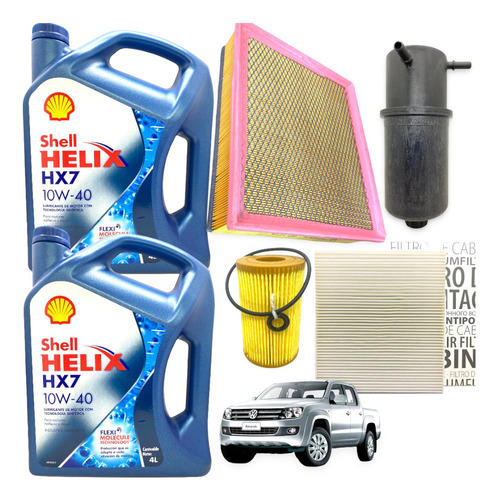 Kit Service 4 Filtros Amarok 2.0 + Aceite Shell 2010 A 2015