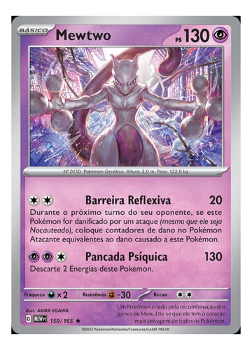 Carta Pokémon Mewtwo Lendário Escarlate E Violeta 151