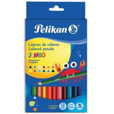 Caja 12 Lápices Color Jumbo Triangular Pelikan + Sacapuntas