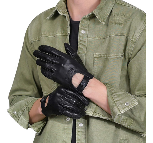 Fioretto Guantes De Conducción De Cuero Para Hombre Pantalla