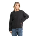 Buzo Crew Rusty Script Oversize Negro