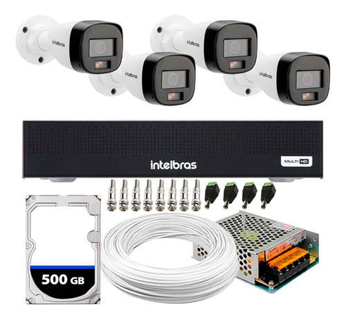 Kit 4 Câmeras Intelbras 1220b Full Color Dvr 4ch Hd 500gb