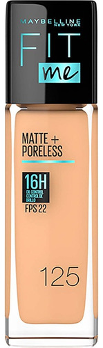 Base Líquida Maybelline Fit Me Matte + Poreless Fps 22 30ml Tono 125 Nude Beige