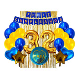 Set Feliz Cumple Futbol Boca Juniors Globos Banderin Cortina