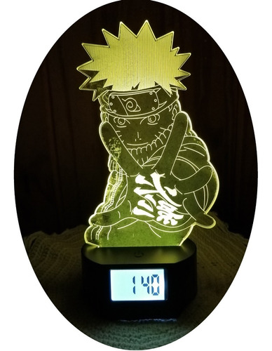 Lámpara Ilusion 3d Reloj Alarma Naruto Hitana Sasuke