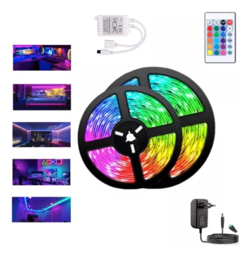 Fita Led 10m Colorida Rgb 5050 Piscina Sanca Fachada + Fonte