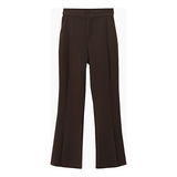 Pantalon Cafe Pantalones Mujer Recto Pantalones Acampanados