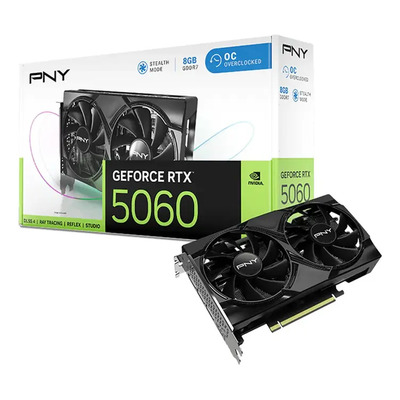 Tarjeta De Video Pny Geforce Rtx 5060 Oc Edition 8gb Gddr7 Vcg50608dfxpb1-o Dual Fan Pci Express 5.0 Ia | Envío gratis