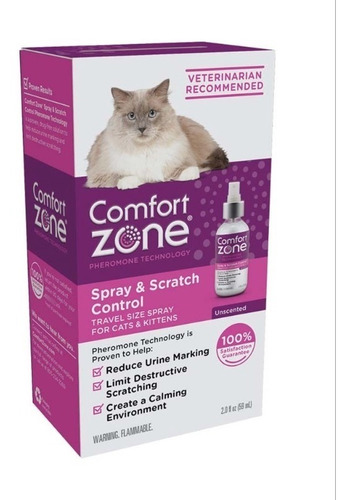 Comfort Zone Scratch Deterrent Y Cat Calming Spray; 2 Onzas