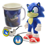 Boneco Sonic Kit Tema Com Anel + Colar E Caneca Envio Full