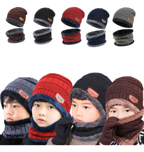 Kit Inverno 4 Touca Gorro Infantil Lã Quentinha Frio Unisex 