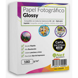 Papel Fotográfico Tamaño Carta 180 Gr Glossy Pack 100 Hojas