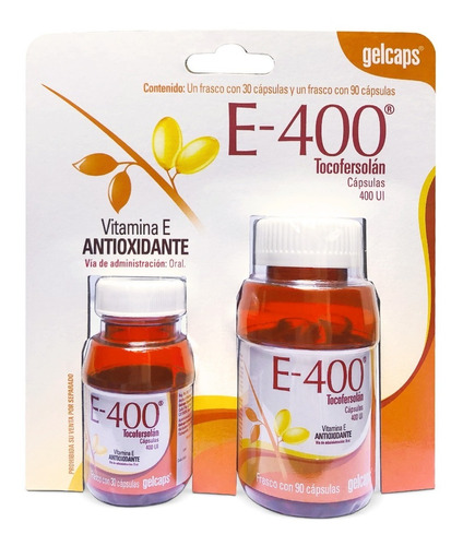 Vitamina E 400mg Dúo 120 Cápsulas Antioxidante Gelcaps 