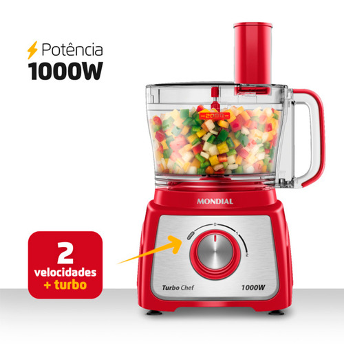 Multiprocessador Mondial Turbo Chef 5 Em 1 - Mpn-01-r 220v Cor Vermelho Escuro