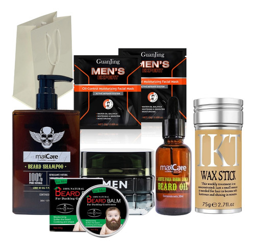 Kit Barbería Aceite Barba Cera Shampoo Bálsamo