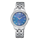 Reloj Citizen Mujer Eco-drive Titanium Em072085n Color De La Malla Plateado Color Del Bisel Plateado Color Del Fondo Azul