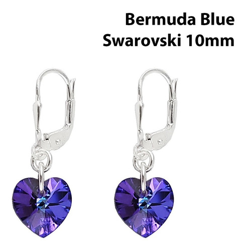 Aros Cristal Swarovski Brisura Corazón 10mm Plata 925 Mujer