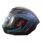 Casco Para Moto Shiro Sh-870 Imperator Negro Con Azul Aqua