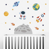 Adesivo Parede Infantil Espaço Astronauta Foguete Planeta