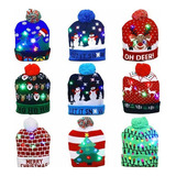 Kits 10 Gorro De Navidad Con Luz Led Regalo Navideño Mayoreo