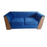 Sofa Moderno Axxis Azul Microfibra