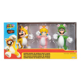 Figuras De Super Mario 3d World Luigi Mario Peach 3 Pack *