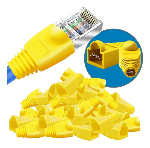 Bota Capuchón Vention Protector Conector Plug Rj45 50 Pz Ama Color Amarillo