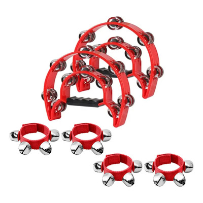 2pcs Pandero Para Bateria Media Luna Doble Fichas+4pulsera Color Rojo | MercadoLibre