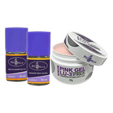 Kit Desidratador + Primer S/ Ácido + Pink Gel 28g Piu Bella