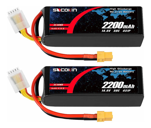 2 Baterias Lipo 14.8v 2200mah 50c 4s Xt60 Plug Socokin