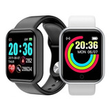 2 Relógios Inteligente Smartwatch Notifica Whats Face Insta Cor Da Pulseira Preto E Prata