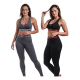 Conjunto Feminino Top E Calça Legging Suplex Academia Fitnes